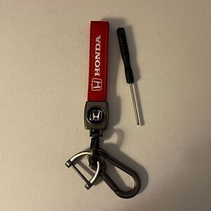 Honda Logo Key Fob Keychain in Red Leather NWT